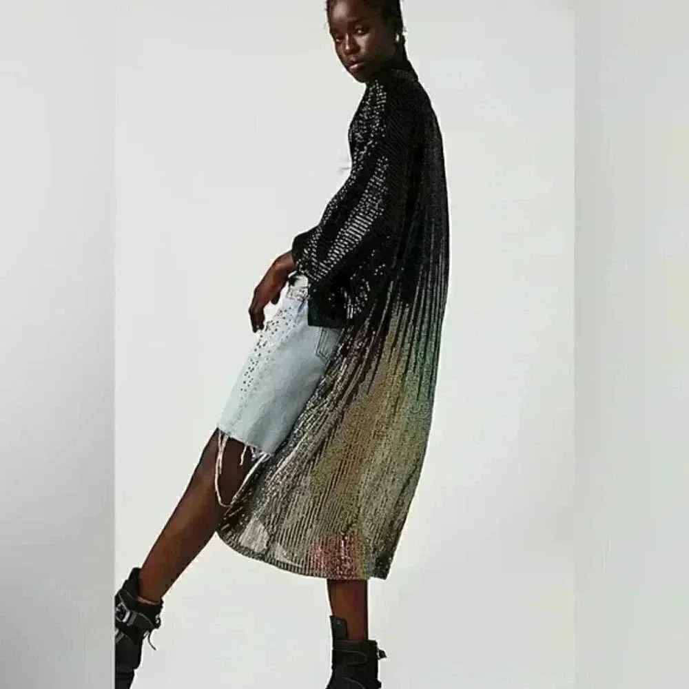 Free People Party On Sequin Kimono